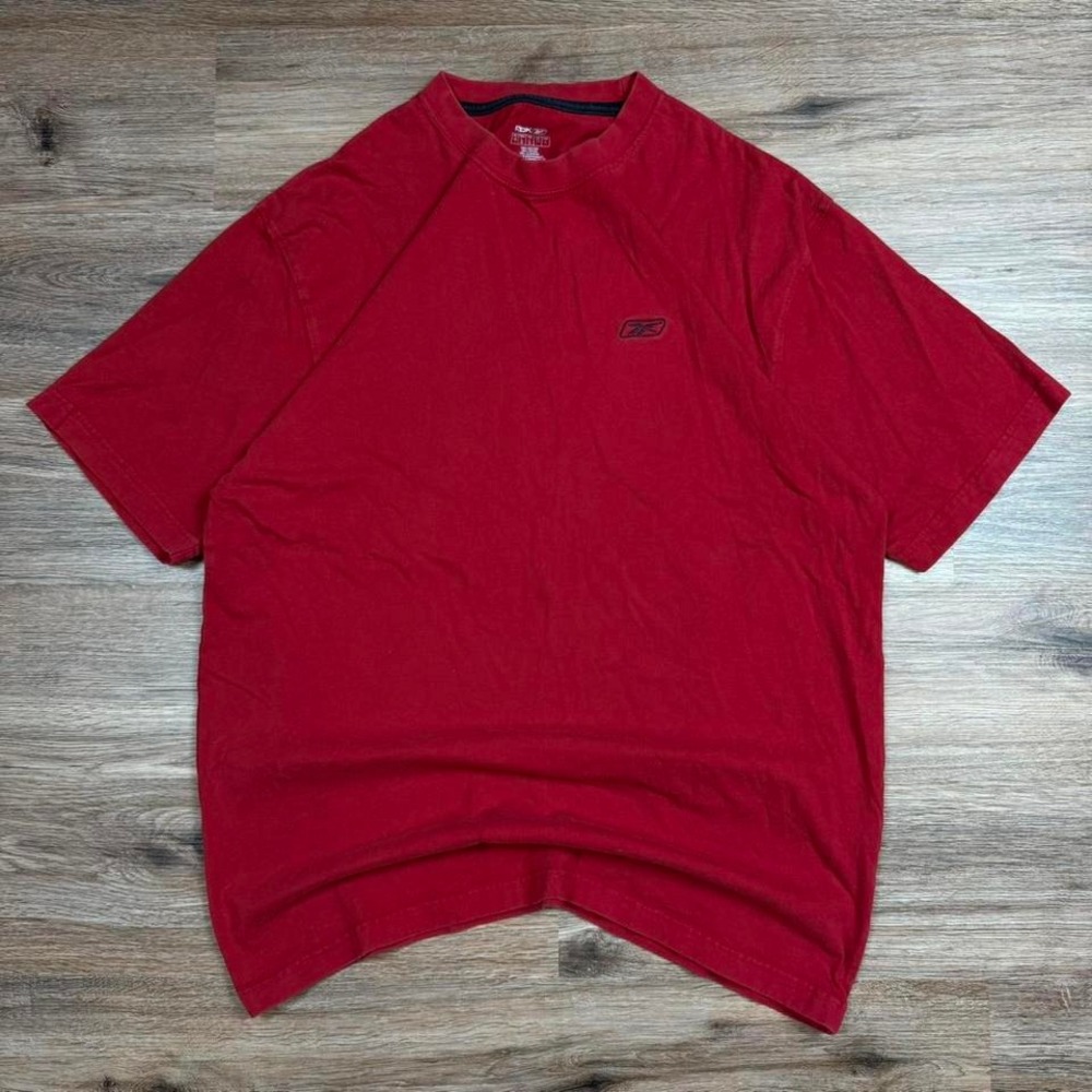 vintage 90s red reebok thick boxy blank tee
